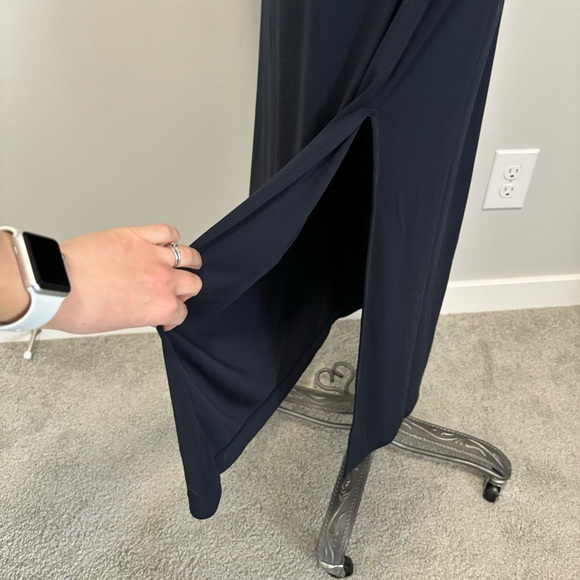 NWT Club Monaco Cowl Neck Maxi Dress Navy Blue Low Back Size Small - Picture 11 of 14